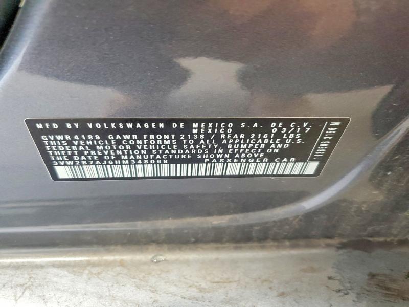 65237996 :رقم المزاد ، 3VW2B7AJ6HM348068 vin ، 2017 Volkswagen Jetta مزاد بيع