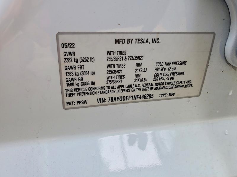 Aukcja sprzedaży 2022 Tesla Model Y, vin: 7SAYGDEF1NF446205, numer aukcji: 64418166