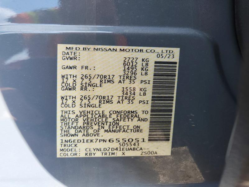 67113646 :رقم المزاد ، 1N6ED1EK7PN655051 vin ، 2023 Nissan Frontier مزاد بيع