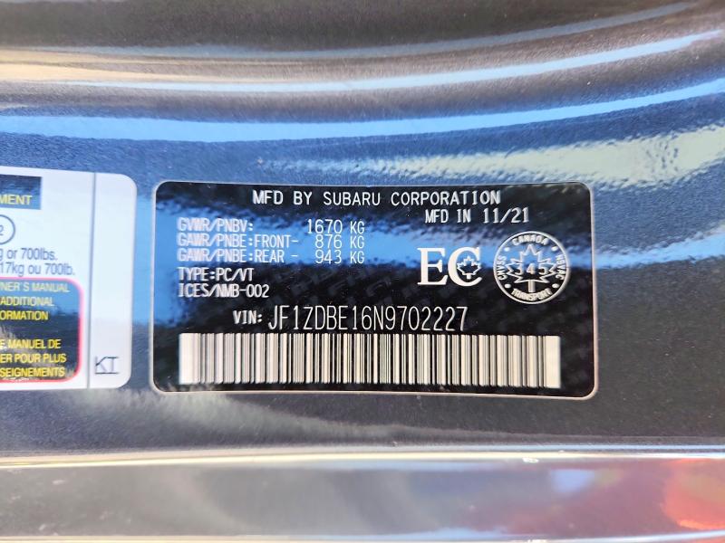 Продаж на аукціоні авто 2022 Subaru Brz, vin: JF1ZDBE16N9702227, номер лоту: 63176116