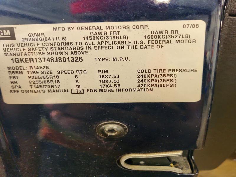 65026546 :رقم المزاد ، 1GKER13748J301326 vin ، 2008 Gmc Acadia مزاد بيع