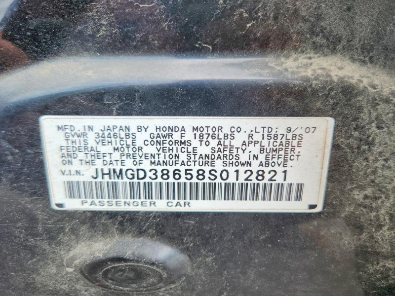 64621616 :رقم المزاد ، JHMGD38658S012821 vin ، 2008 Honda Fit مزاد بيع