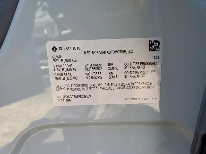 Продажа на аукционе авто 2023 Rivian R1s, vin: 7PDSGABA8PN029509, номер лота: 65173286