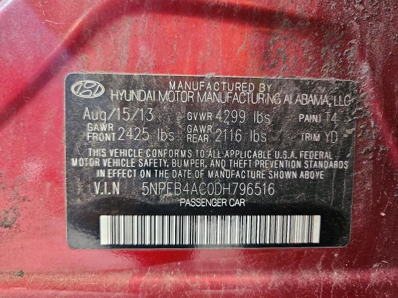 Продажа на аукционе авто 2013 Hyundai Sonata, vin: 5NPEB4AC0DH796516, номер лота: 64328676