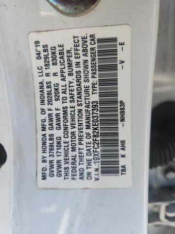 66581646 :رقم المزاد ، 19XFC2F82KE037393 vin ، 2019 Honda Civic مزاد بيع