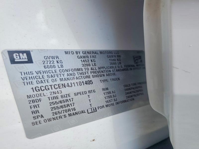 Auction sale of the 2018 Chevrolet Colorado, vin: 1GCGTCEN4J1101405, lot number: 64613696
