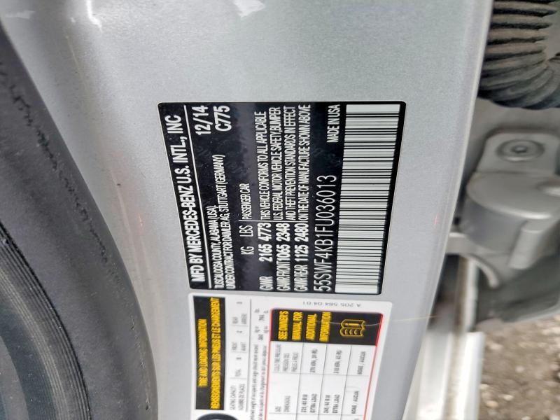 Продаж на аукціоні авто 2015 Mercedes-benz C, vin: 55SWF4KB1FU036013, номер лоту: 65629276