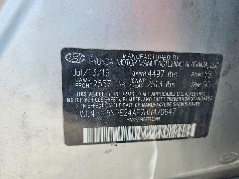 2017 Hyundai Sonata მანქანა იყიდება აუქციონზე, vin: 5NPE24AF7HH470647, აუქციონის ნომერი: 63337616