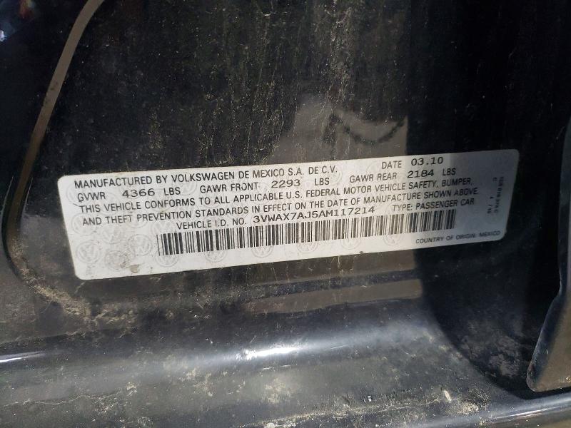 Продажа на аукционе авто 2010 Volkswagen Jetta, vin: 3VWAX7AJ5AM117214, номер лота: 65332076