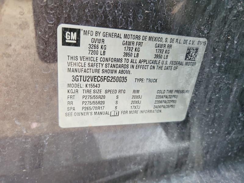 63190536 :رقم المزاد ، 3GTU2VEC6FG250035 vin ، 2015 Gmc Sierra مزاد بيع