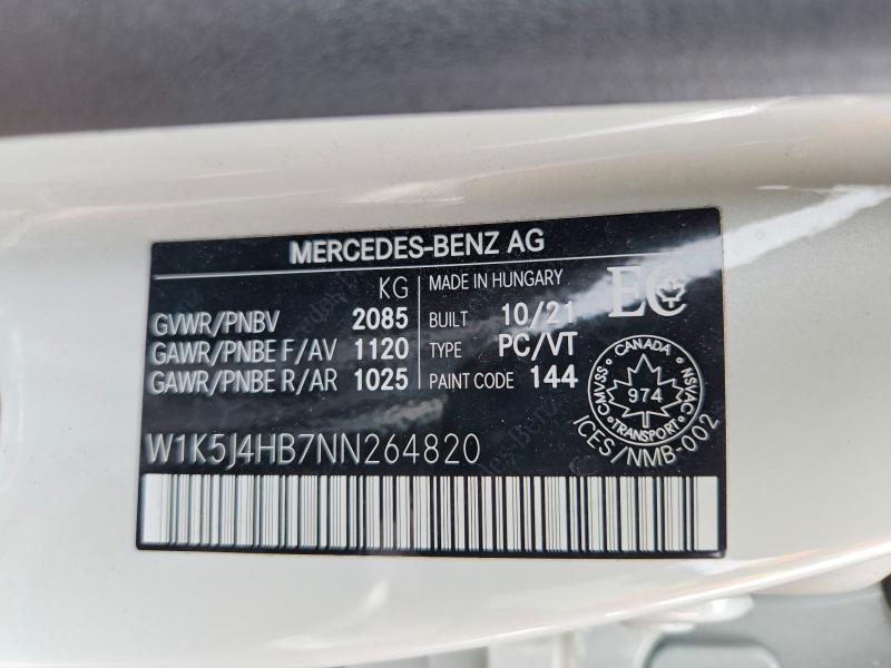 2022 Mercedes-benz Cla მანქანა იყიდება აუქციონზე, vin: W1K5J4HB7NN264820, აუქციონის ნომერი: 64239966