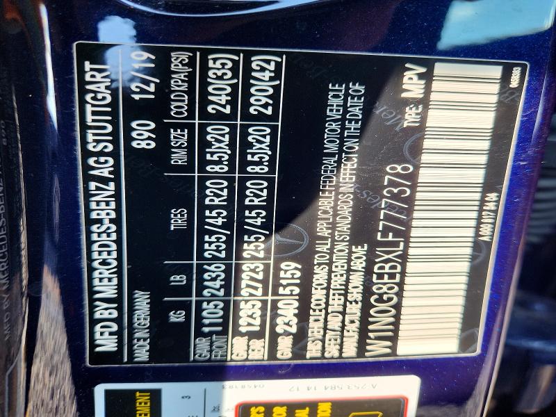 Aukcja sprzedaży 2020 Mercedes-benz Glc, vin: W1N0G8EBXLF777378, numer aukcji: 66156306