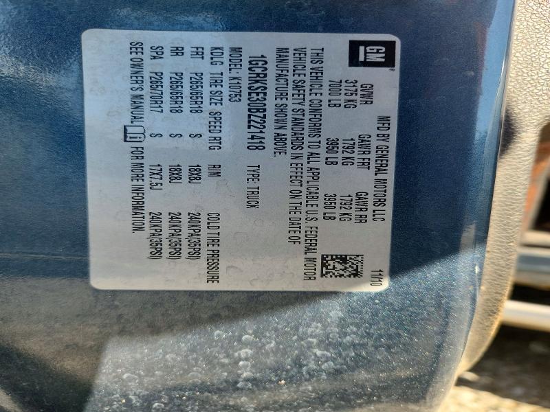 65052386 :رقم المزاد ، 1GCRKSE30BZ221418 vin ، 2011 Chevrolet Silverado مزاد بيع