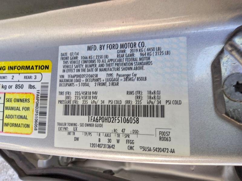 Продажа на аукционе авто 2015 Ford Fusion, vin: 1FA6P0HD2F5106058, номер лота: 66348606