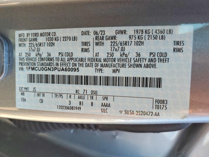 Продажа на аукционе авто 2023 Ford Escape, vin: 1FMCU0GN3PUA60095, номер лота: 65944196