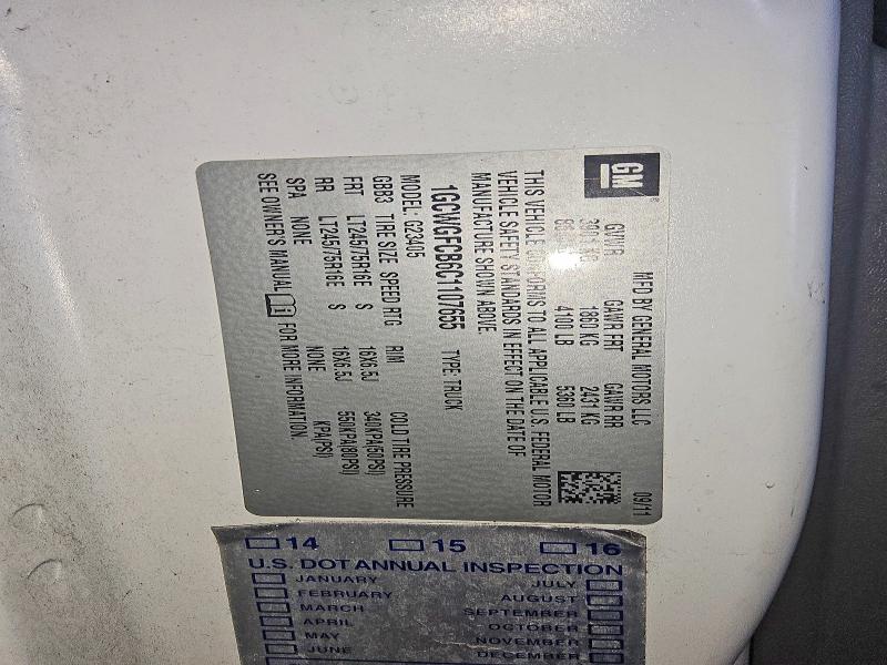 2012 Chevrolet Express G2500 მანქანა იყიდება აუქციონზე, vin: 1GCWGFCB6C1107655, აუქციონის ნომერი: 63883226
