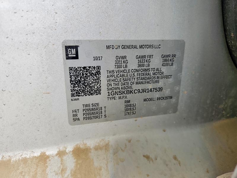 Aukcja sprzedaży 2018 Chevrolet Tahoe, vin: 1GNSKBKC9JR147539, numer aukcji: 66634836