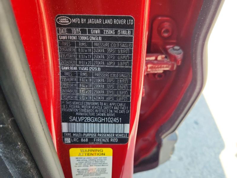 Продажа на аукционе авто 2016 Land Rover Range Rover, vin: SALVP2BGXGH102451, номер лота: 62665106