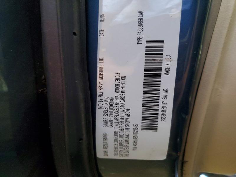 65828126 :رقم المزاد ، 4S3BL626467216437 vin ، 2006 Subaru Legacy مزاد بيع