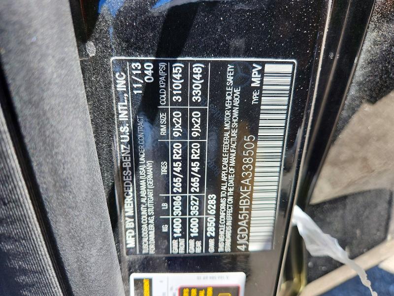 Aukcja sprzedaży 2014 Mercedes-benz Ml, vin: 4JGDA5HBXEA338505, numer aukcji: 65102846