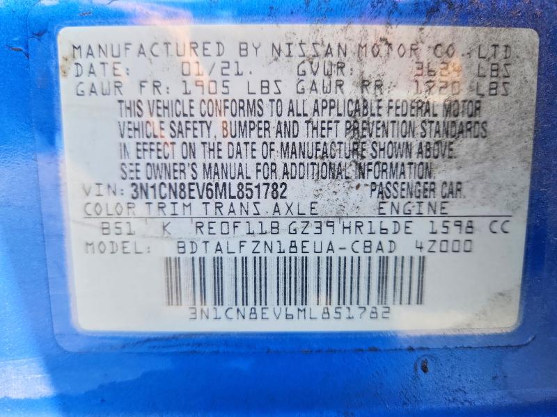Aukcja sprzedaży 2021 Nissan Versa, vin: 3N1CN8EV6ML851782, numer aukcji: 65341466