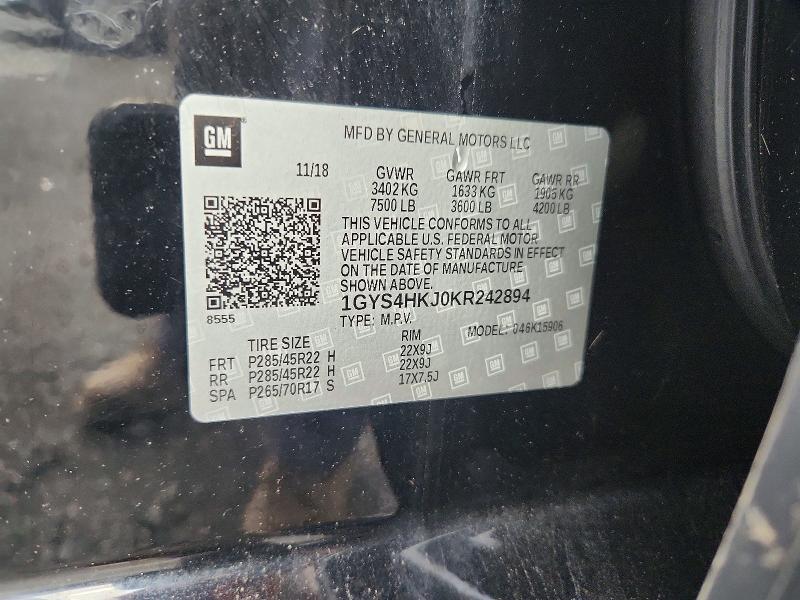 Продаж на аукціоні авто 2019 Cadillac Escalade, vin: 1GYS4HKJ0KR242894, номер лоту: 65055176