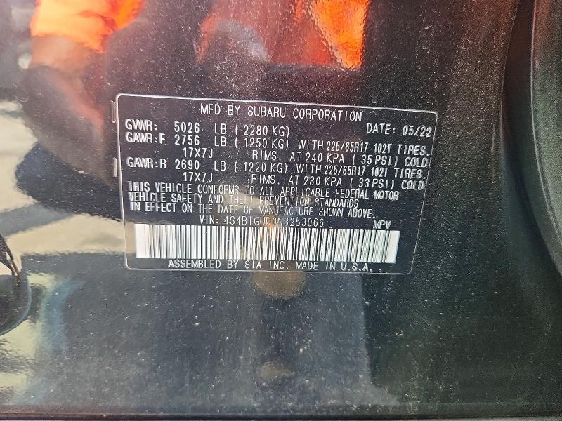 Продаж на аукціоні авто 2022 Subaru Outback, vin: 4S4BTGUD0N3253066, номер лоту: 65667896