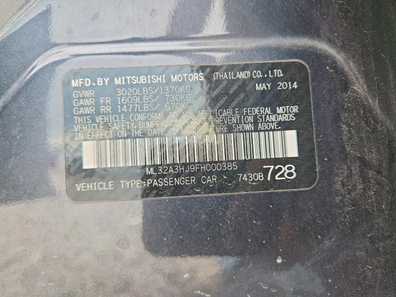 64912576 :رقم المزاد ، ML32A3HJ9FH000385 vin ، 2015 Mitsubishi Mirage مزاد بيع