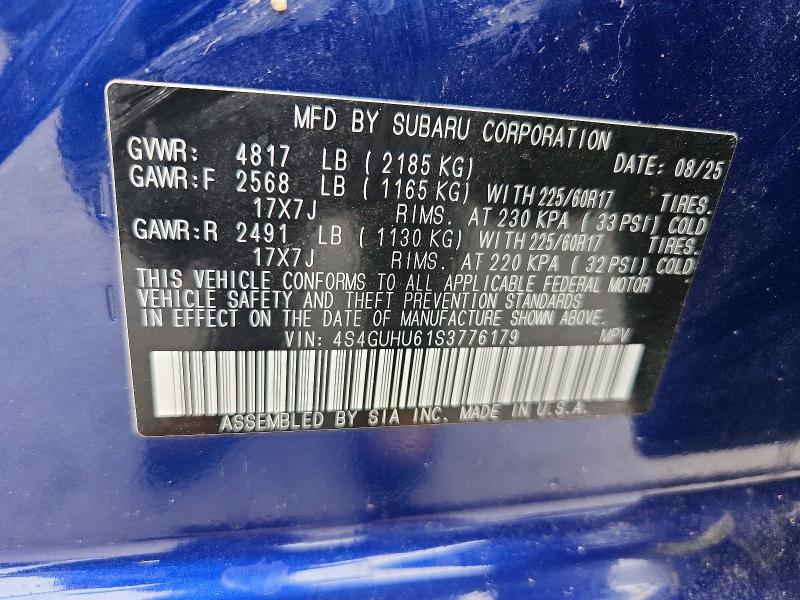 Aukcja sprzedaży 2025 Subaru Crosstrek, vin: 4S4GUHU61S3776179, numer aukcji: 66031546
