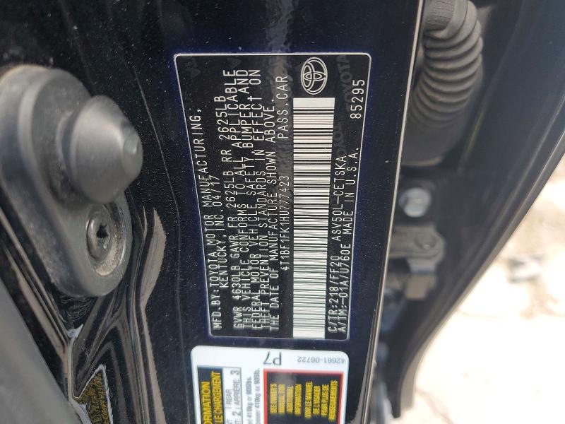 2017 Toyota Camry მანქანა იყიდება აუქციონზე, vin: 4T1BF1FK1HU777423, აუქციონის ნომერი: 63596796