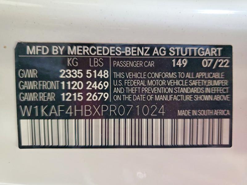 Aukcja sprzedaży 2023 Mercedes-benz C, vin: W1KAF4HBXPR071024, numer aukcji: 65809516