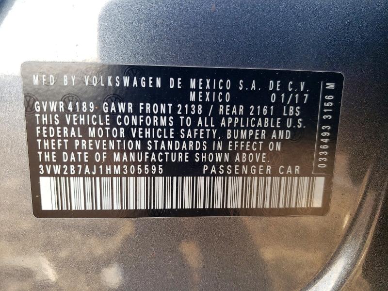 Продажа на аукционе авто 2017 Volkswagen Jetta, vin: 3VW2B7AJ1HM305595, номер лота: 65648906