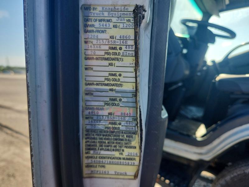 64293856 :رقم المزاد ، 54DB4J1BXGS805839 vin ، 2016 Isuzu Npr مزاد بيع