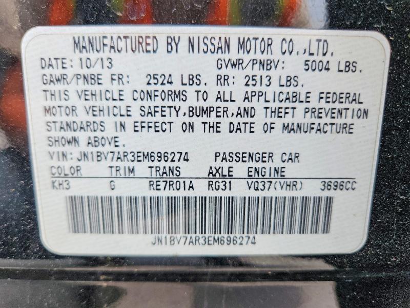 Продажа на аукционе авто 2014 Infiniti Q50, vin: JN1BV7AR3EM696274, номер лота: 65733816