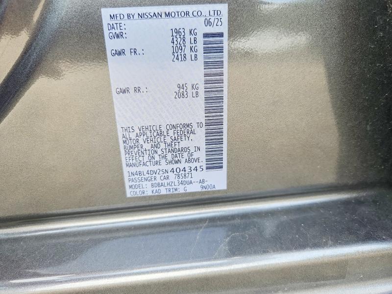 65007226 :رقم المزاد ، 1N4BL4DV2SN404345 vin ، 2025 Nissan Altima مزاد بيع
