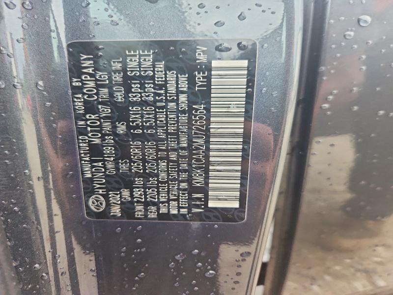 2021 Hyundai Kona მანქანა იყიდება აუქციონზე, vin: KM8K1CAA2MU726564, აუქციონის ნომერი: 65537296