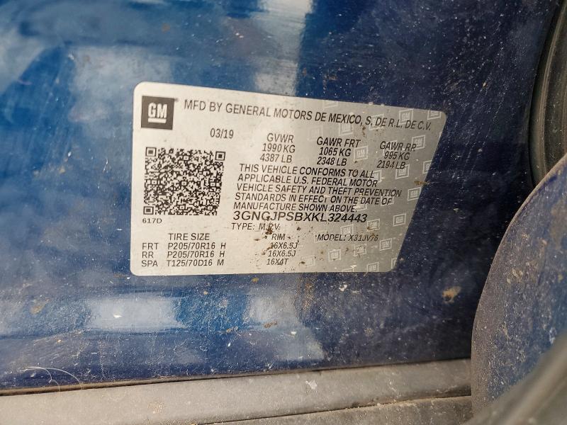 63934806 :رقم المزاد ، 3GNCJPSBXKL324443 vin ، 2019 Chevrolet Trax مزاد بيع