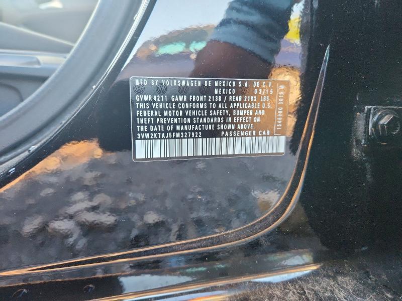 Продажа на аукционе авто 2015 Volkswagen Jetta, vin: 3VW2K7AJ5FM327922, номер лота: 65735016