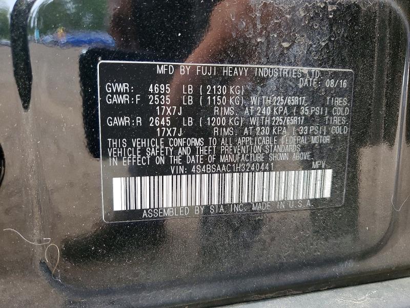 66996626 :رقم المزاد ، 4S4BSAAC1H3240441 vin ، 2017 Subaru Outback مزاد بيع