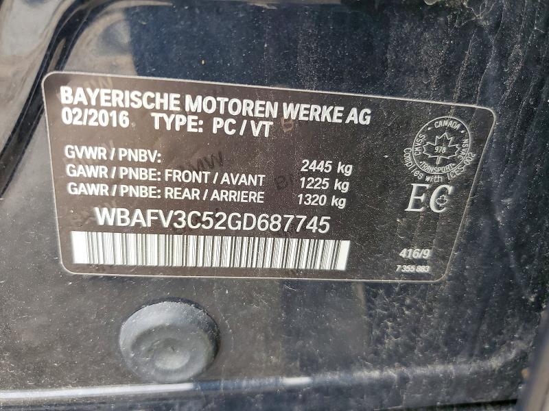 64590646 :رقم المزاد ، WBAFV3C52GD687745 vin ، 2016 Bmw 535 مزاد بيع
