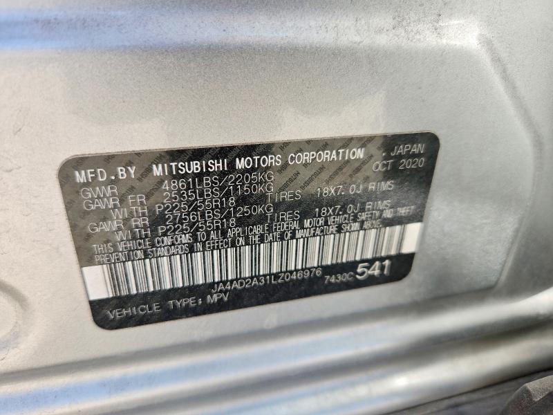 65344586 :رقم المزاد ، JA4AD2A31LZ046976 vin ، 2020 Mitsubishi Outlander مزاد بيع