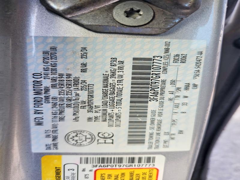 Продажа на аукционе авто 2016 Ford Fusion, vin: 3FA6P0T97GR107773, номер лота: 63749156