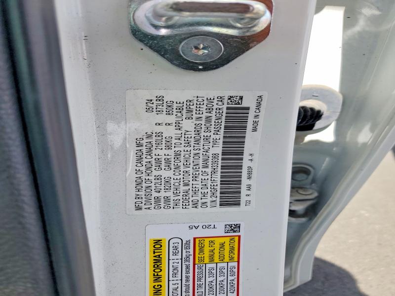 Продаж на аукціоні авто 2024 Honda Civic, vin: 2HGFE1F77RH339368, номер лоту: 65398806