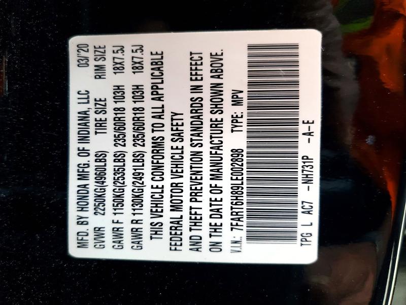 Auction sale of the 2020 Honda Cr-v, vin: 7FART6H89LE002898, lot number: 65116616