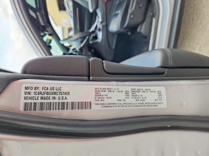 64685466 :رقم المزاد ، 1C4RJFBGXMC757428 vin ، 2021 Jeep Grand Cherokee مزاد بيع