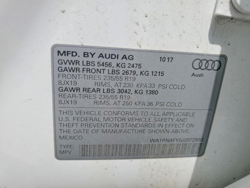 Aukcja sprzedaży 2018 Audi Q5, vin: WA1BNAFY0J2072930, numer aukcji: 66835066