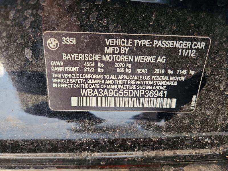 65754636 :رقم المزاد ، WBA3A9G55DNP36941 vin ، 2013 Bmw 335 مزاد بيع