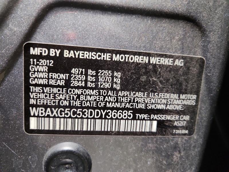 Продаж на аукціоні авто 2013 Bmw 528, vin: WBAXG5C53DDY36685, номер лоту: 66033996