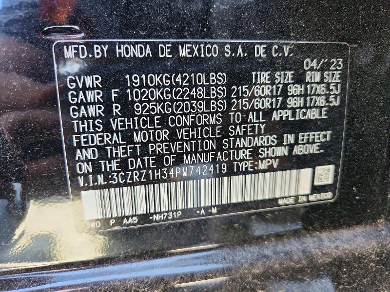 Продаж на аукціоні авто 2023 Honda Hr-v, vin: 3CZRZ1H34PM742419, номер лоту: 66215906