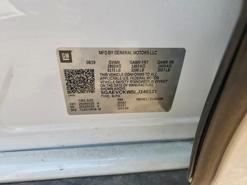 Продаж на аукціоні авто 2020 Buick Enclave, vin: 5GAEVCKW5LJ140121, номер лоту: 65548846